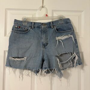 Tommy Hilfiger Light Blue Ripped Jean Shorts